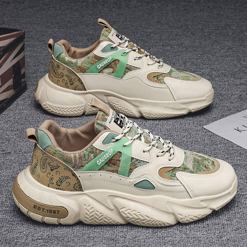 春秋男鞋新款透气鞋子男士运动鞋韩版潮流百搭小白厚底休闲老爹鞋