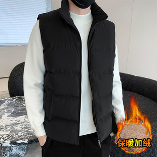 加绒加厚休闲马甲男士秋冬季青年宽松立领保暖坎肩棉衣背心外套潮