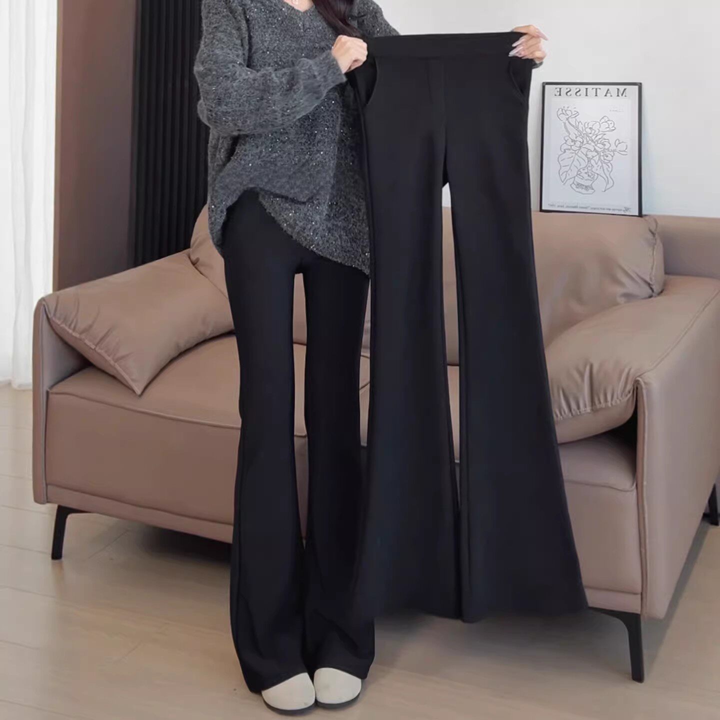 黑色西装裤女2026新款春季高级感垂感宽松大码胖mm显瘦直筒阔腿裤