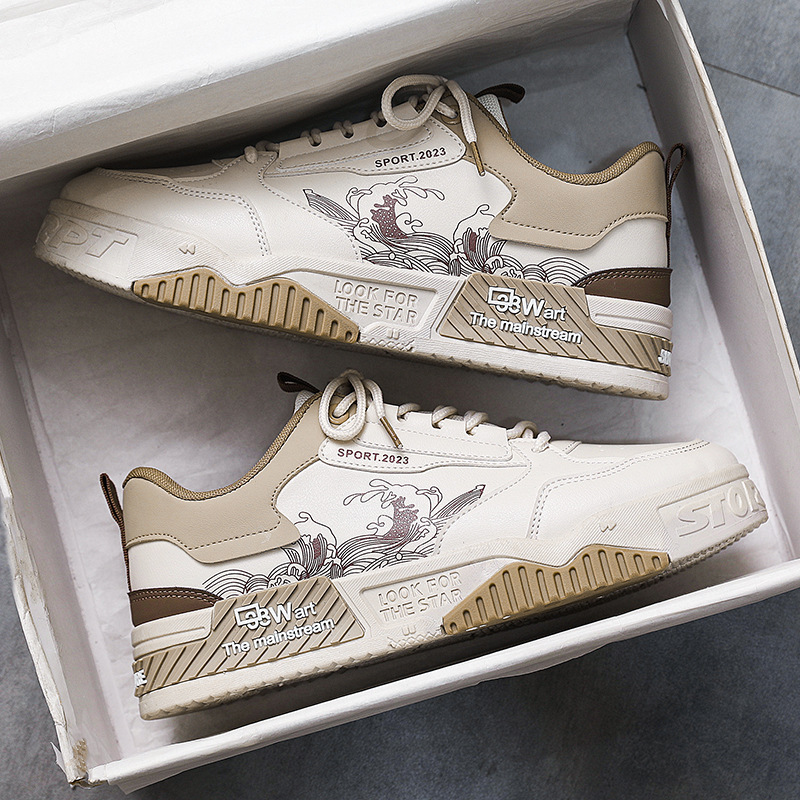 男鞋冬季2025新款小众厚底小白潮鞋网红爆款皮面运动百搭休闲板鞋