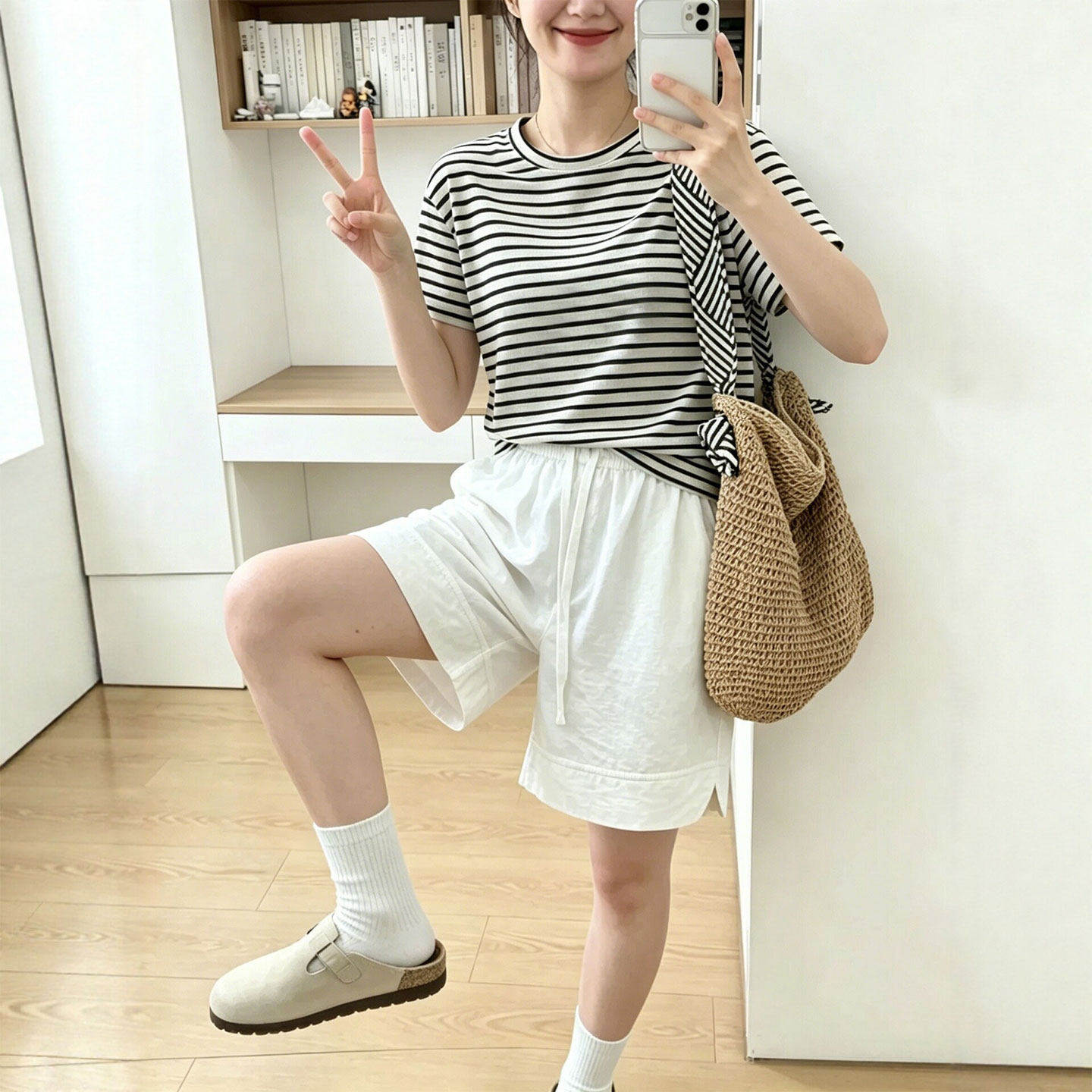 白色冰丝短裤女速干夏季薄款2026新款高腰大码休闲运动山本五分裤