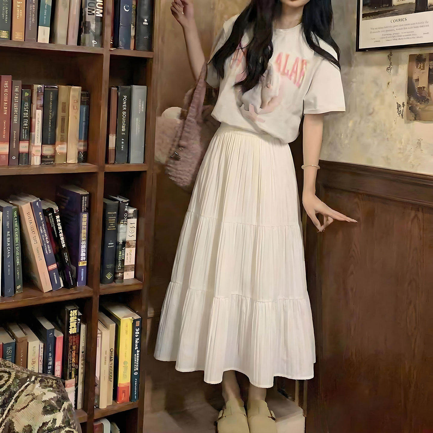 大码白色半身裙女夏2026新款小个子绝美a字半裙中长款蓬蓬蛋糕裙