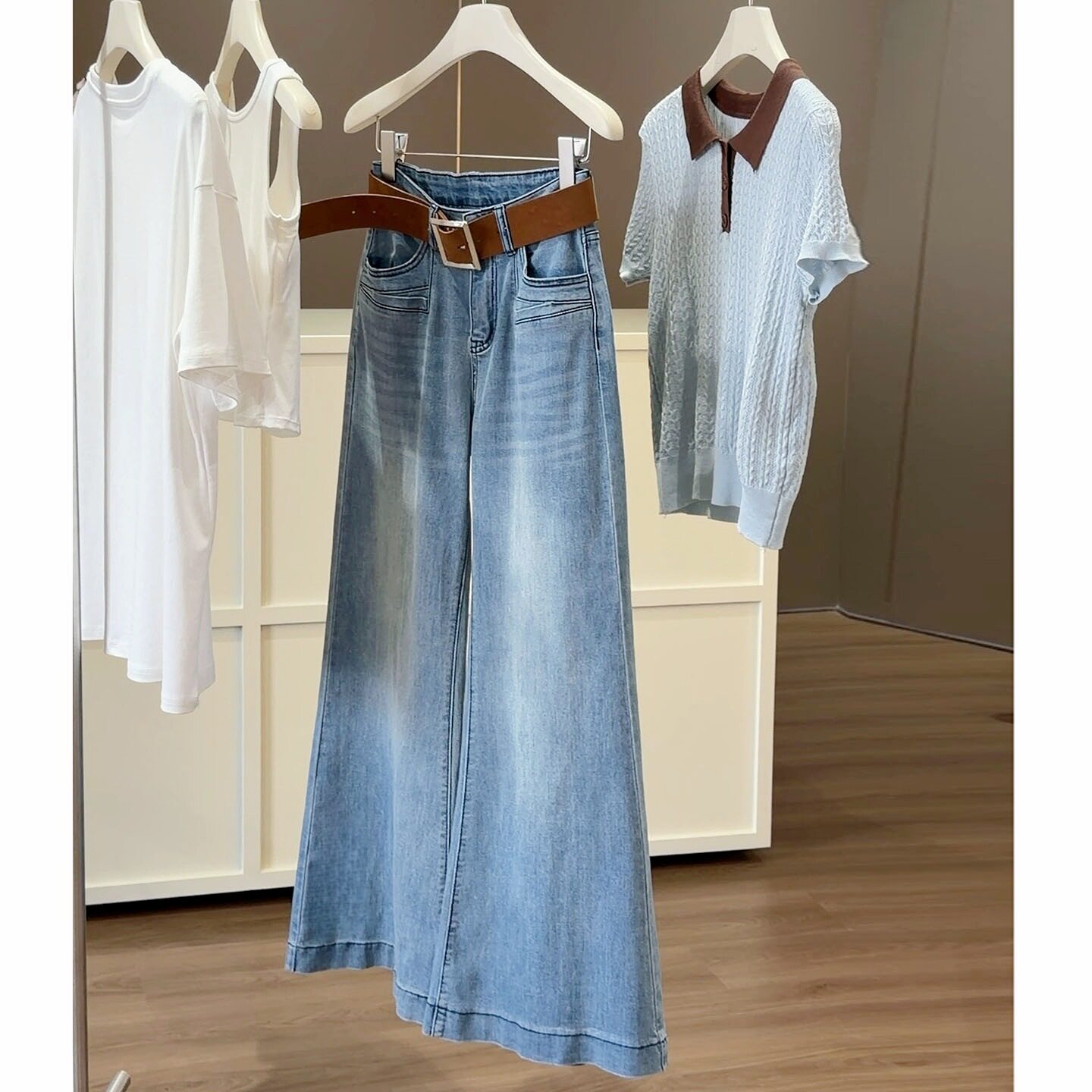 复古微喇牛仔裤女夏季2026新款高腰显瘦宽松百搭气质直筒阔腿裤子