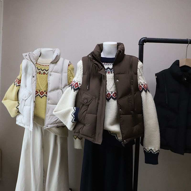 [比正]2025秋冬新款韩版时尚立领显瘦百搭棉服马甲背心坎肩女5787
