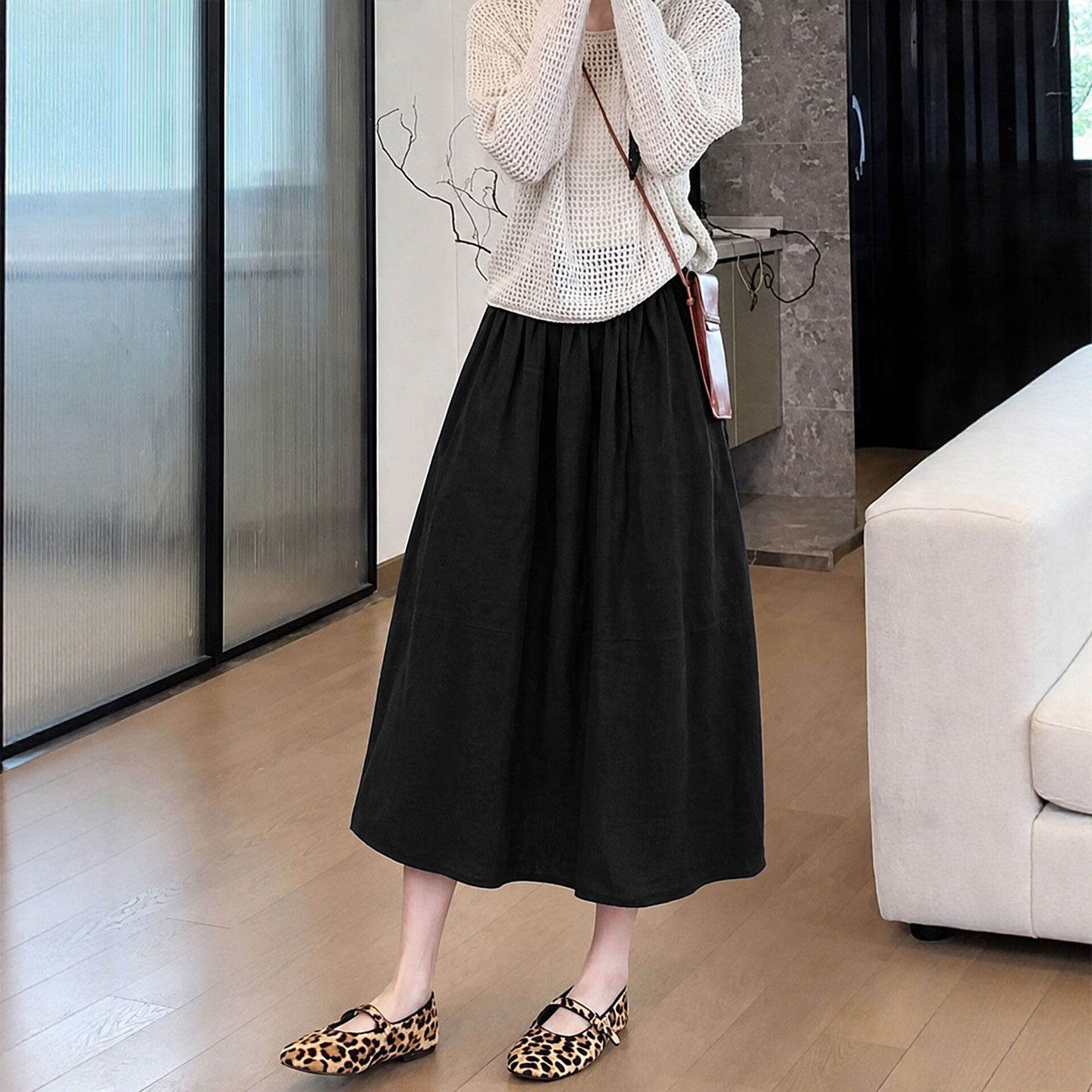 黑色棉麻半身裙女士2026夏季新款亚麻A字裙胖mm大码显瘦南瓜长裙