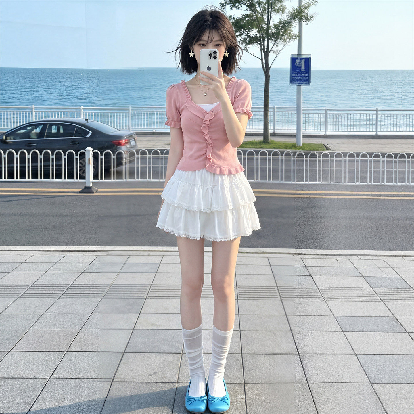 白色芭蕾丝半身裙女夏2026新款a字半裙小个子芭蕾风蓬蓬蛋糕短裙