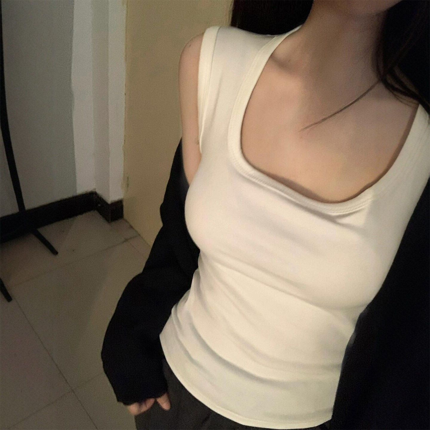 白色吊带背心女内搭夏季无胸垫胖mm大码外穿运动工字无袖打底上衣