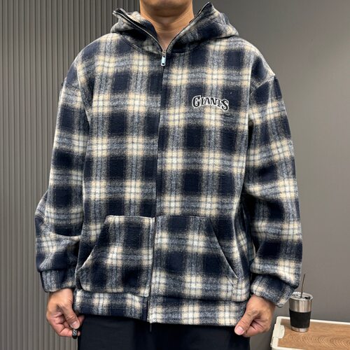 美式复古兔耳朵连帽格子长袖衬衫男2026秋季新款宽松百搭情侣外套