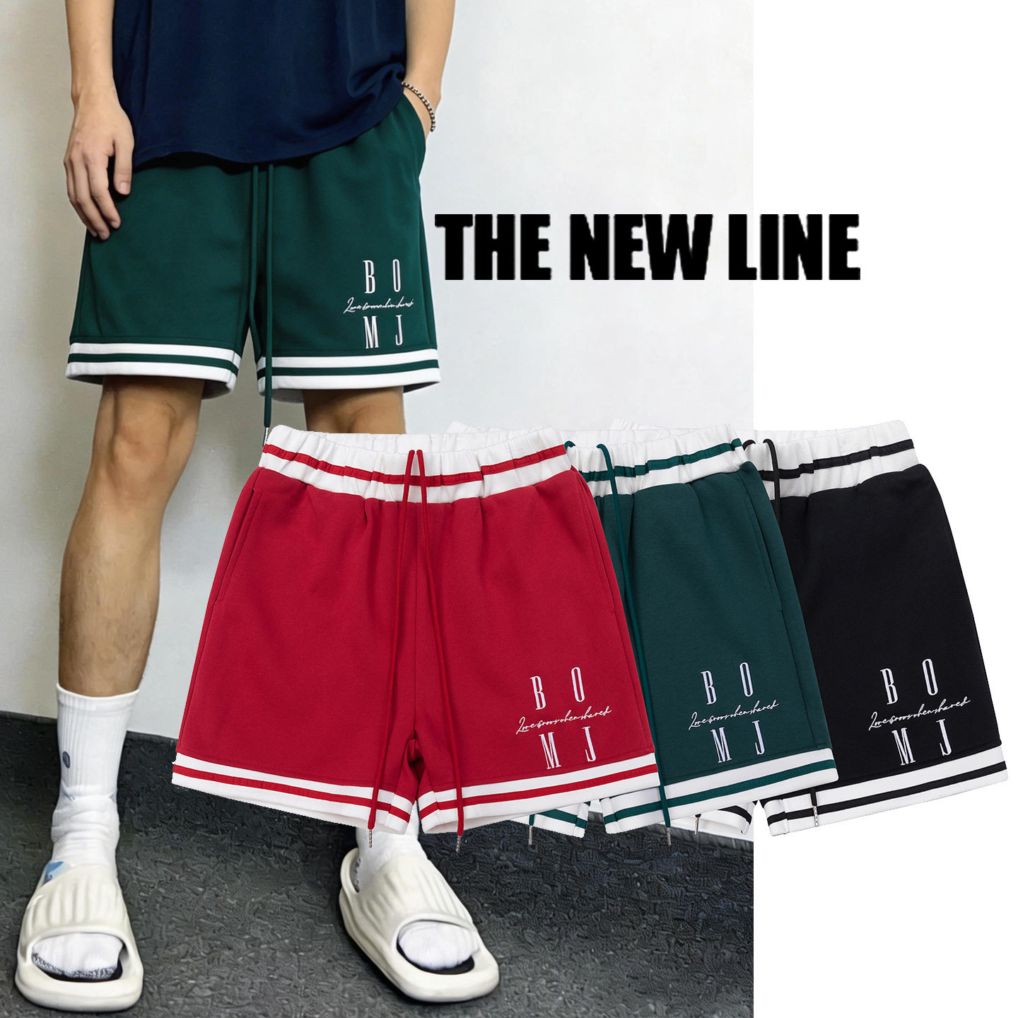 潮牌短裤男士夏季美式宽松休闲透气跑步健身四分裤运动风不过膝裤