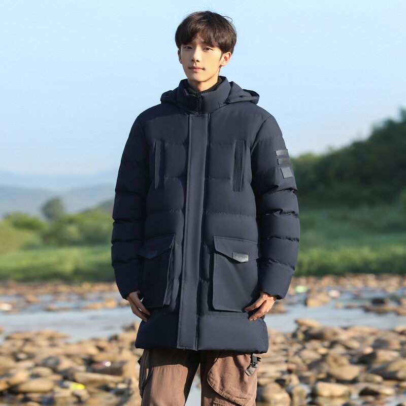 大码棉衣男连帽棉服宽松外套可拆卸帽立领棉袄加厚多口袋工装上衣