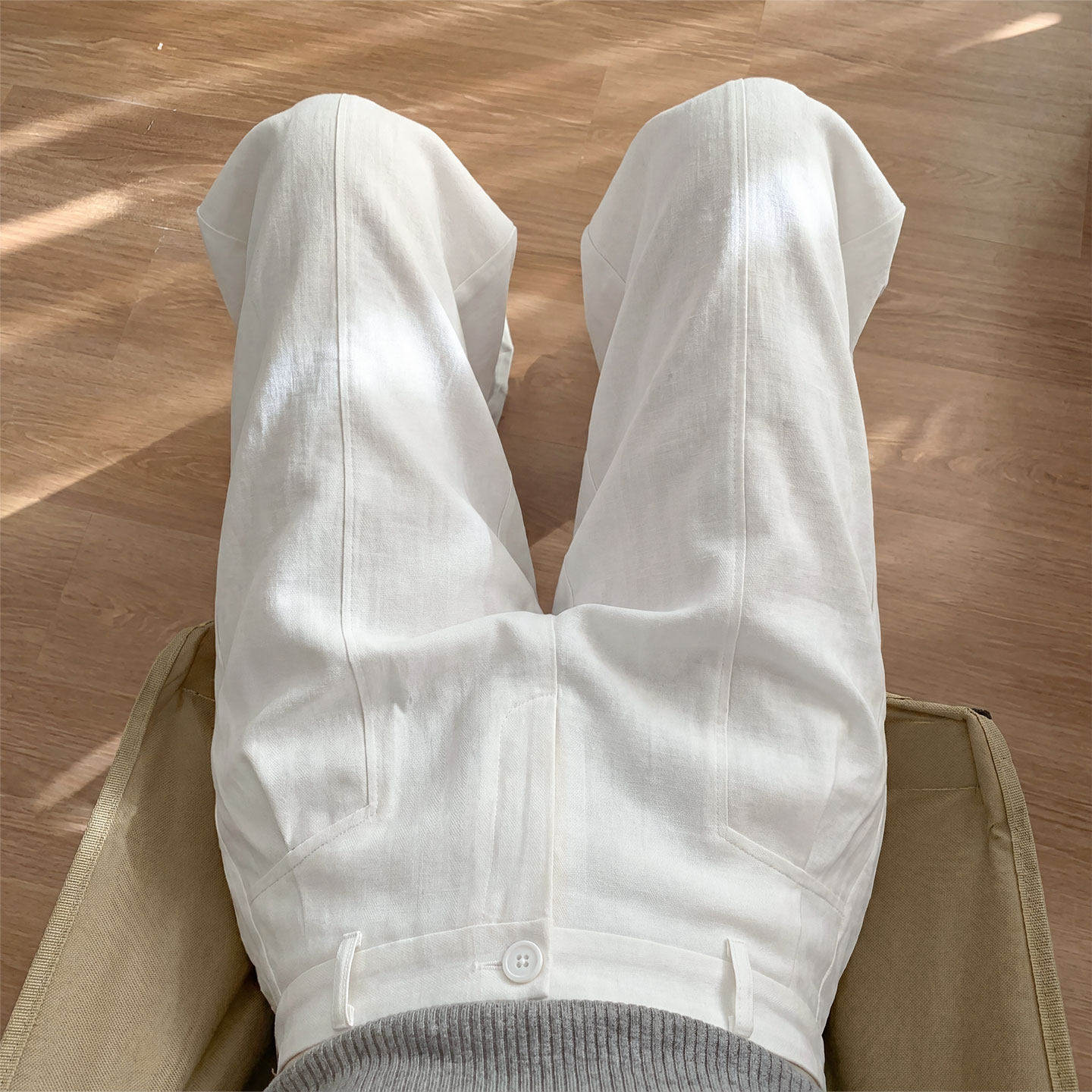 白色亚麻阔腿裤女夏季薄款高腰垂感老钱风宽松直筒休闲棉麻西装裤