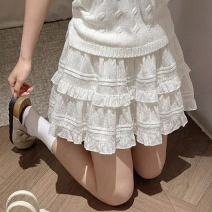 白色半身裙女春季2026新款蓬蓬a字半裙子小个子薄款百褶蛋糕短裙