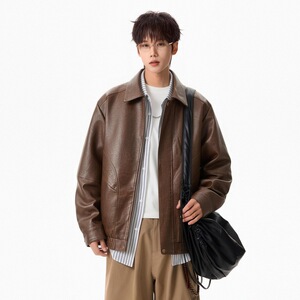大码皮衣男2026新款跨境男装皮夹克男士外套春秋季潮牌美式机车服
