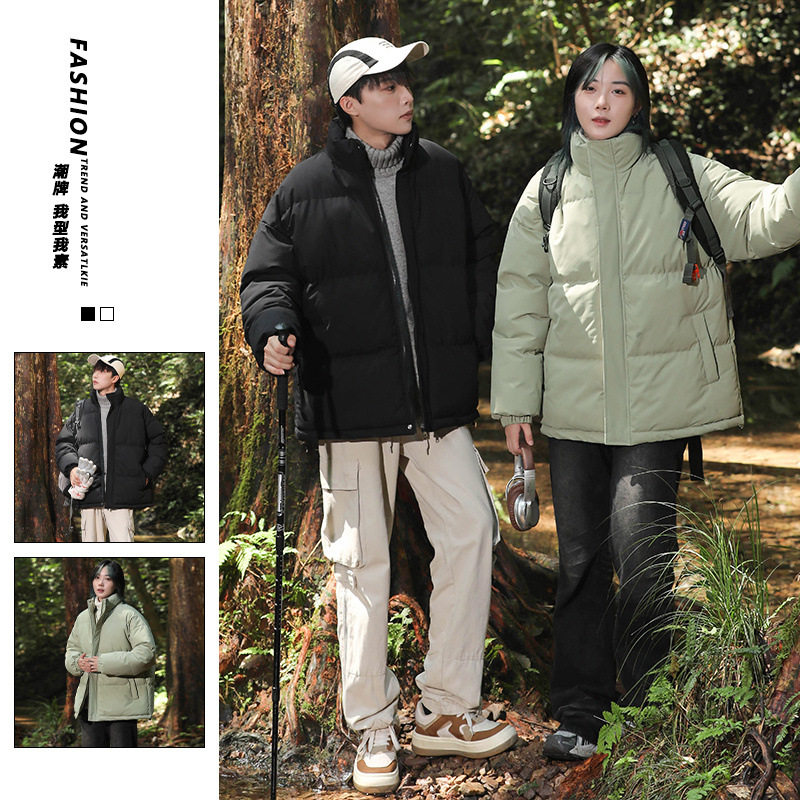 棉衣男士大码冬季新款宽松跨境立领纯色棉袄面包服短款保暖棉服