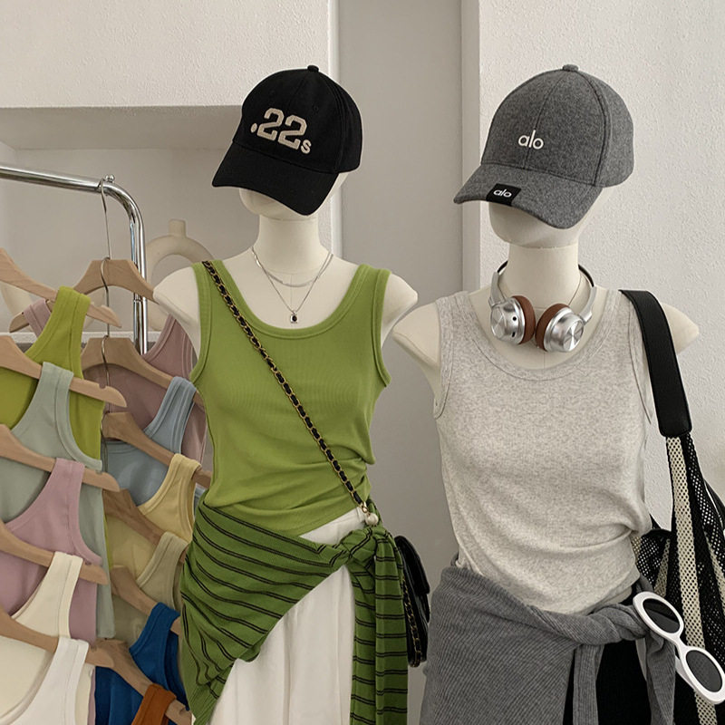 欧玛莱 多巴胺U领小吊带背心女春夏季内外穿百搭美背打上衣潮6250