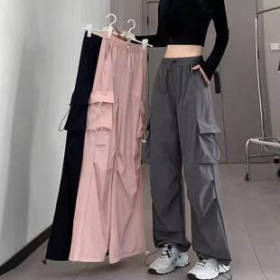 速干工装裤女款2026新款夏季高腰休闲阔腿小个子登山冲锋运动裤子
