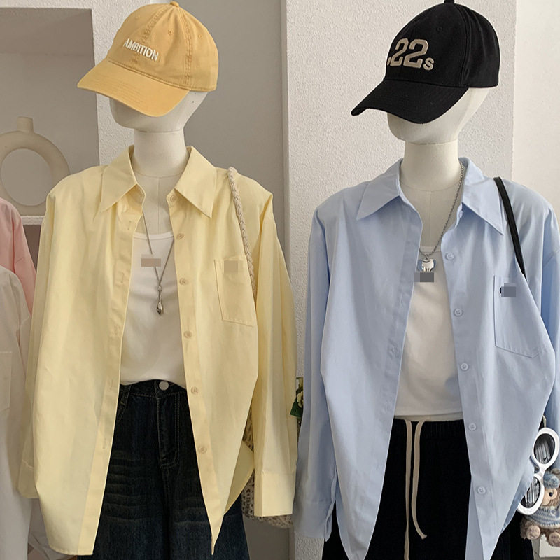 欧玛莱 翻领口袋字母刺绣长袖中长款衬衫搭无袖背心两件套女 6394,女装/女士精品,衬衫,淘宝优惠券,粉丝福利购,淘宝优惠卷