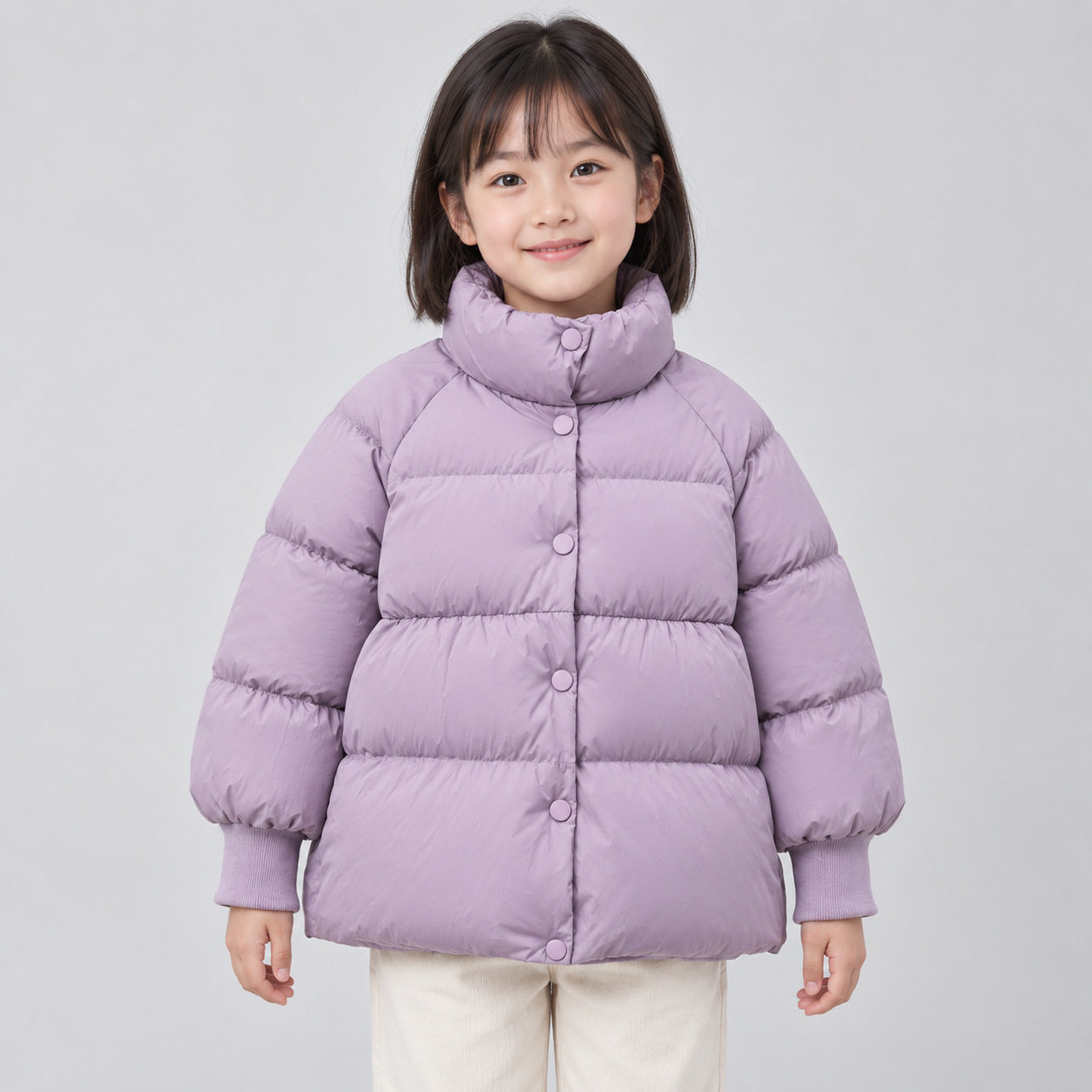 平湖儿童新国标90白鸭绒羽绒服冬女童宝中小童加厚保暖面包服外套
