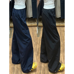 美式速干工装裤春夏新款裤子女显瘦直筒酷飒风阔腿裤小个子运动裤