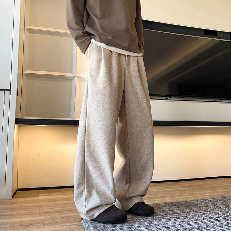 美式cleanfit仿羊绒休闲裤男款秋季松弛感慵懒垂感宽松直筒阔腿裤