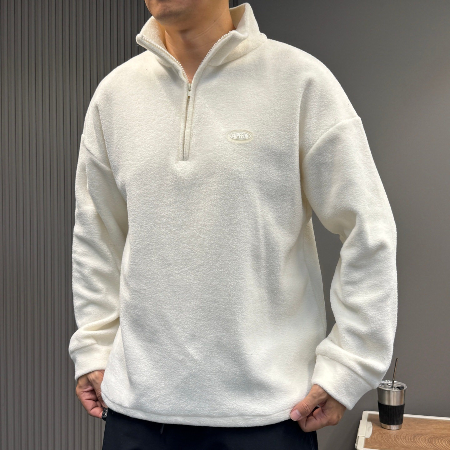 抓绒衣男秋冬季户外摇粒绒外套保暖透气冲锋衣内胆大码男套头卫衣