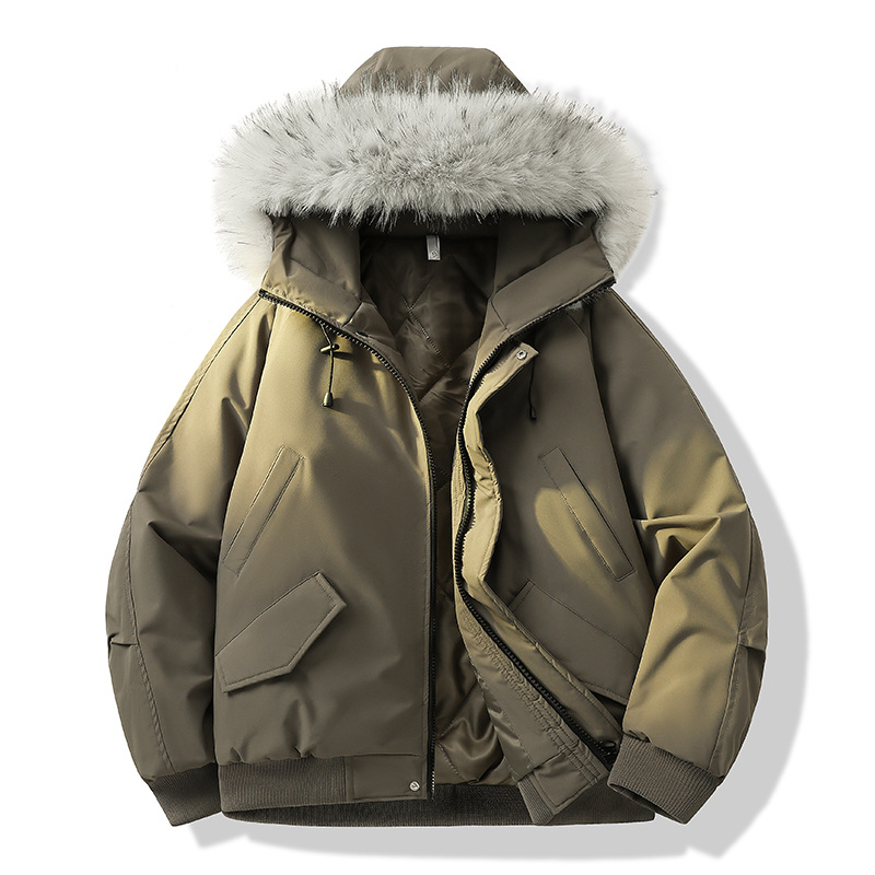 潮牌大口袋设计座山雕内里貉子毛帽子可拆卸百搭防风御寒保暖棉服