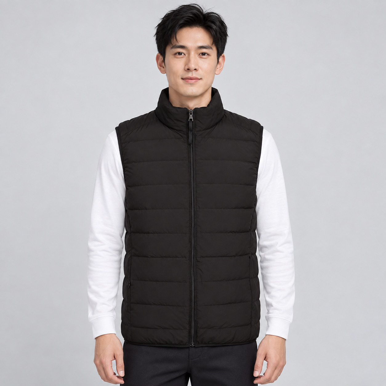 平湖驰新男式90绒男装立领马甲无缝面料羽绒服背心新款大码外套