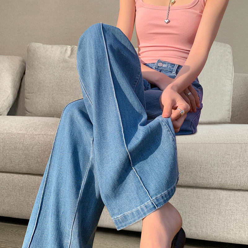 天丝牛仔裤女2026新款夏季薄款大码胖mm直筒显瘦冰丝阔腿裤子夏天