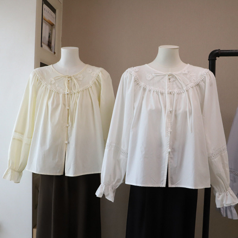 [比正]2026春季新韩系小清新洋气减龄花朵宽松百搭长袖衬衫女5972