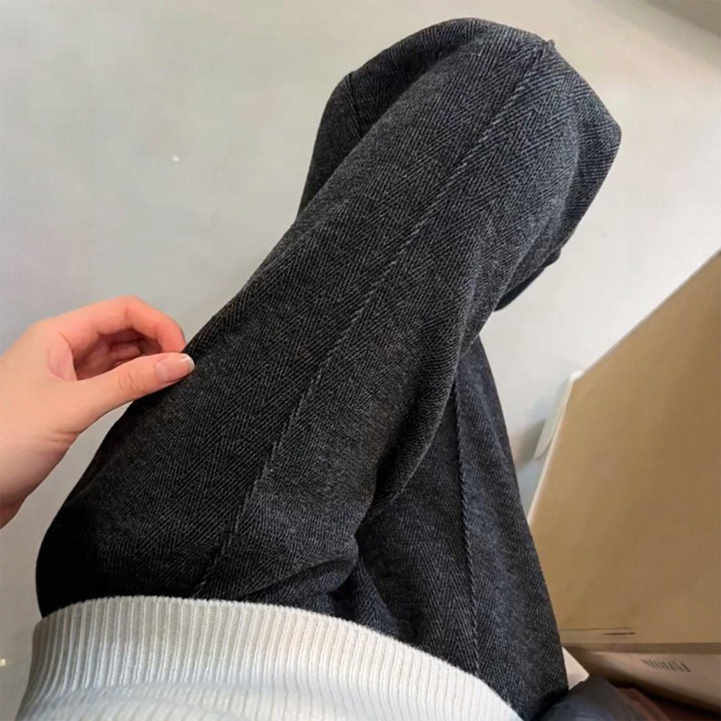 加绒加厚窄版阔腿裤女2025新款秋冬季垂感高腰羊毛呢直筒糯米裤子