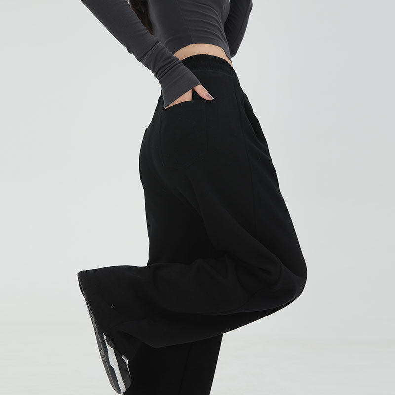 美式黑色运动裤女2026新款春秋抽绳束脚卫裤小个子秋季穿搭阔腿裤
