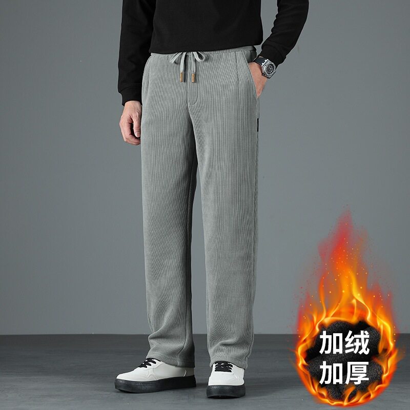 超厚保暖男士休闲裤冬季加绒加厚雪尼尔运动裤子中老年宽松阔腿裤