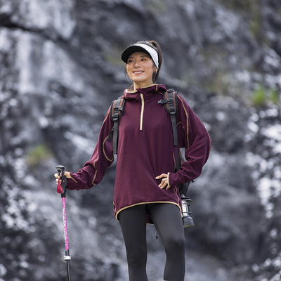 IZEXX潮牌户外摇粒绒保暖加绒连帽抓绒卫衣男女撞色保暖情侣上衣