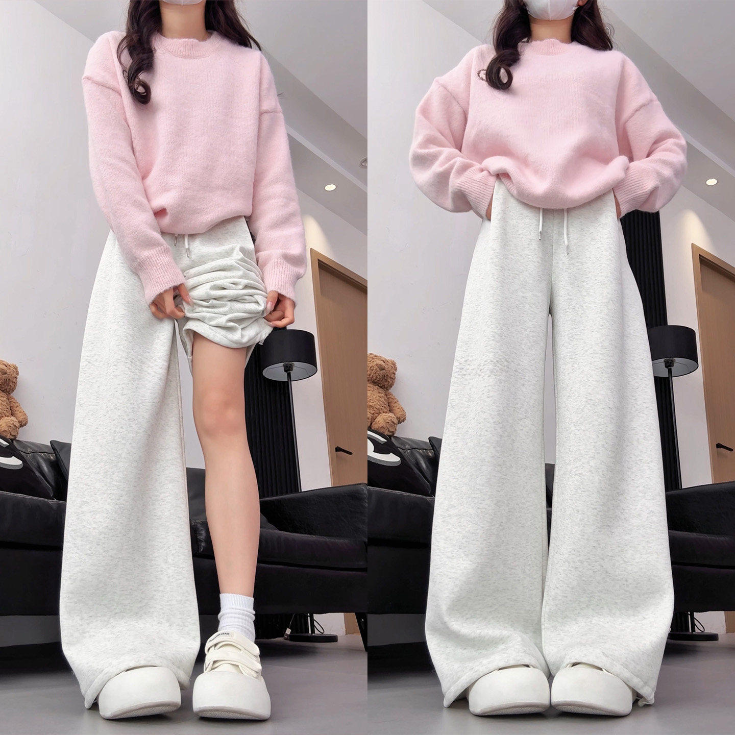 白灰色运动裤子女春秋季2026新款小个子窄版显瘦休闲直筒束脚卫裤,女装/女士精品,休闲裤,淘宝优惠券,粉丝福利购,淘宝优惠卷