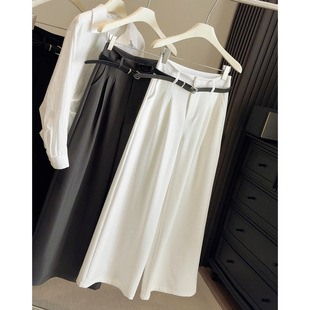 韩系高腰直筒百搭阔腿西装裤女2026春秋宽松显瘦垂坠感休闲长裤子