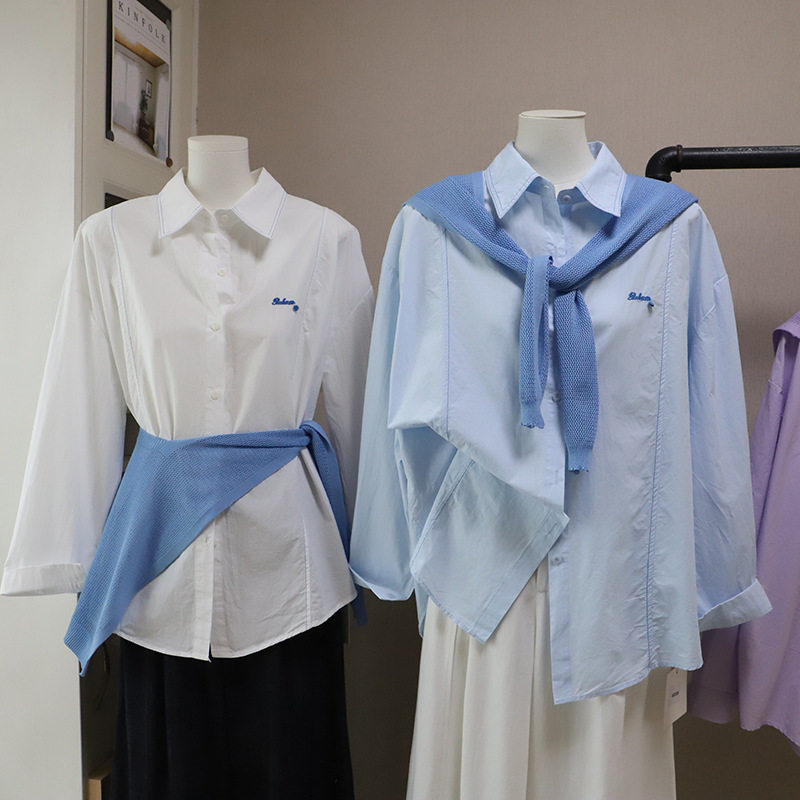 [比正]2026春季新品韩版高级感时尚洋气宽松显瘦中长款衬衫女6004,女装/女士精品,衬衫,淘宝优惠券,粉丝福利购,淘宝优惠卷