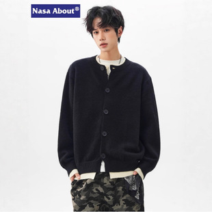 秋冬男重磅街头痞帅百搭开衫 复古潮流针织衫 外套 ABOUT美式 NASA
