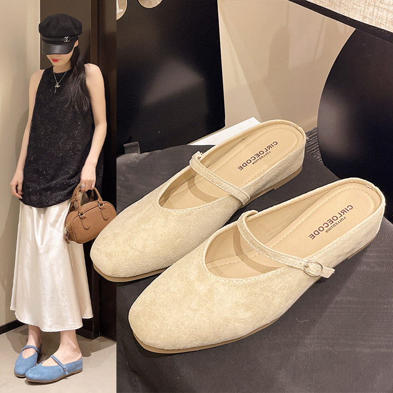 内增高包头半拖鞋女夏季外穿2026新款法式玛丽珍配裙子勃肯凉拖鞋