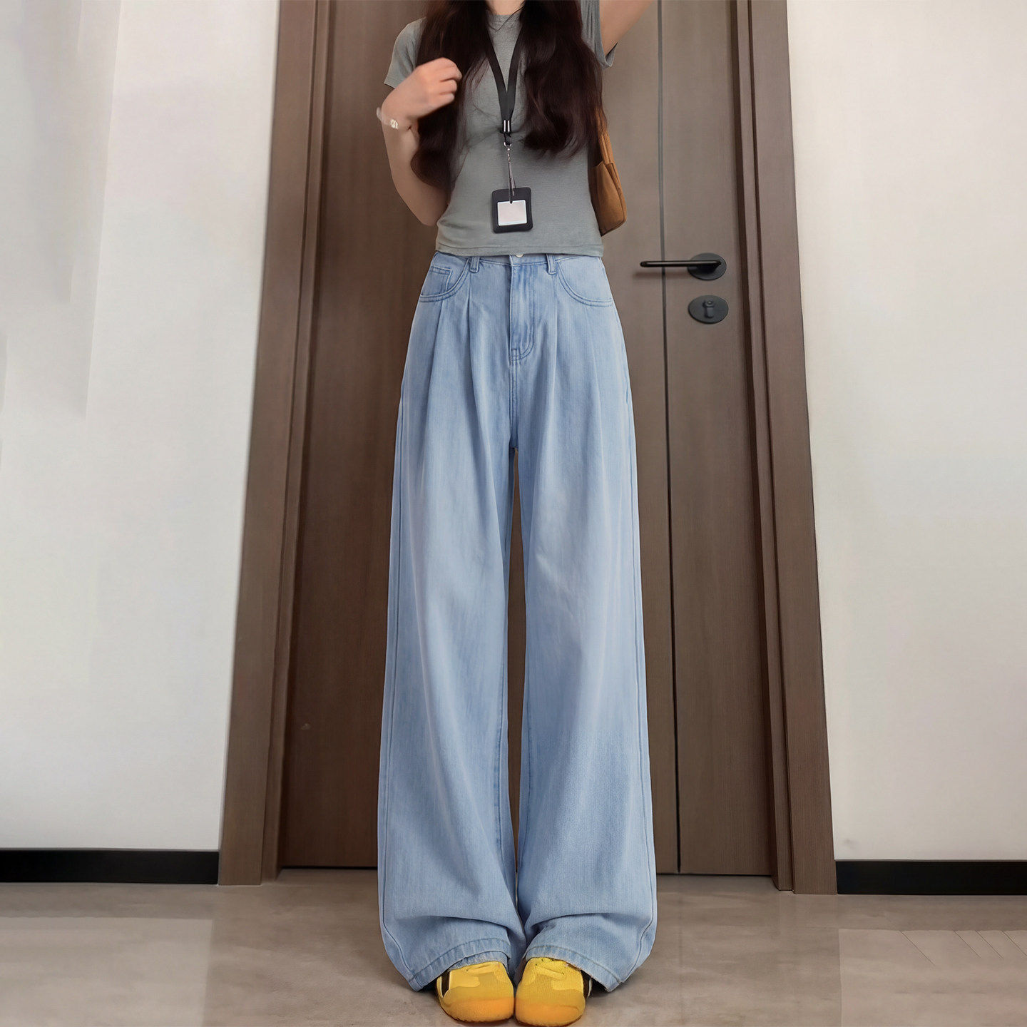 美式复古牛仔裤女夏季薄款莱赛尔天丝大码胖mm宽松显瘦冰丝直筒裤
