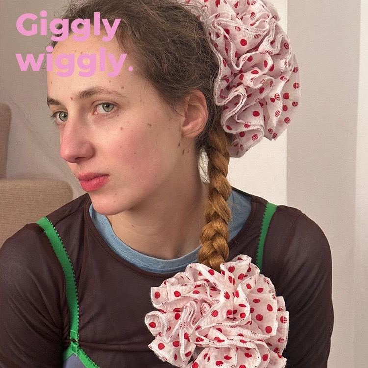 Giwi 绝美小众设计手工少女双层圆点条纹花边纯棉花边超大肠发圈