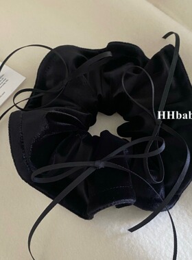 【HHBABY KR】法式Black Ballet黑色丝绒大肠发圈 高马尾超大头绳