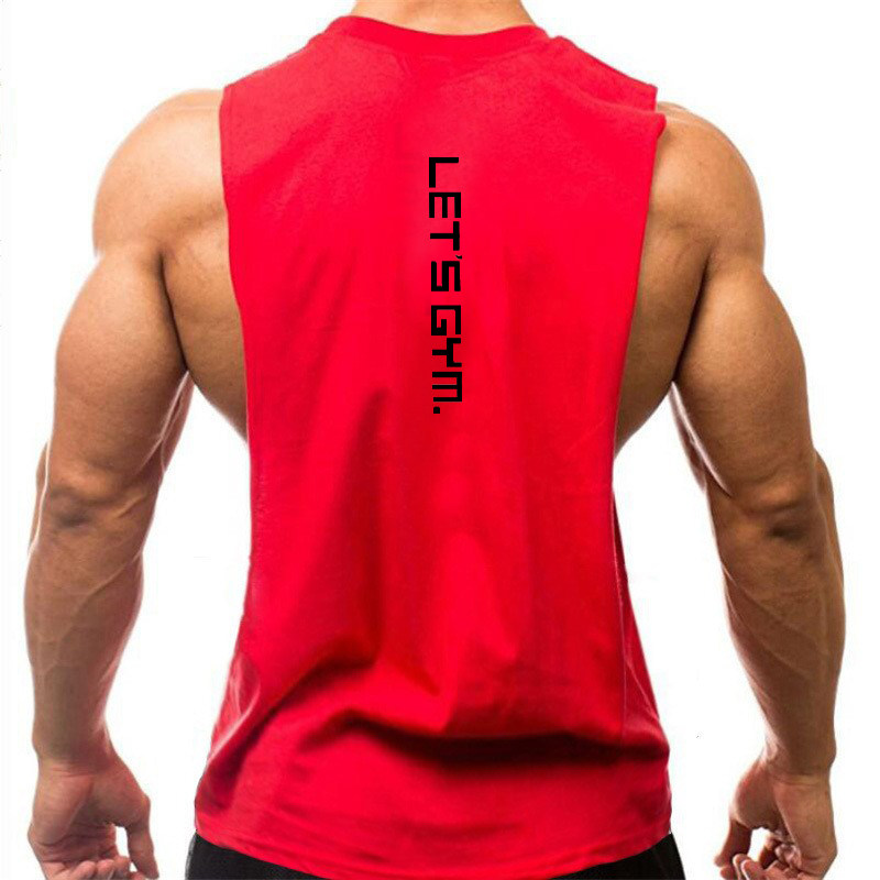 SUMMER SLEEVELESS BASKETBALL FITNESS VEST TIGHT FITNESS BODYBUILDING VEST I-SHAPED SPORTS SWEAT MENS SUMMER LOOSE OVERSIZED COTTON