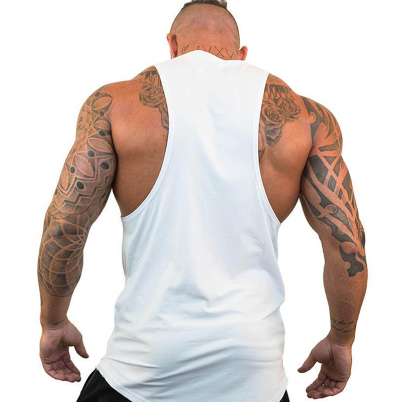 FITNESS BODYBUILDING SPORTS TRAINING DEEP DIG I-SHAPED HURDLE RUNNING SUMMER KNITTED COTTON SWEAT-TYPE MENS LOOSE VEST