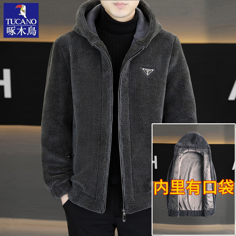 啄木鸟冬季羊羔绒外套男士夹克