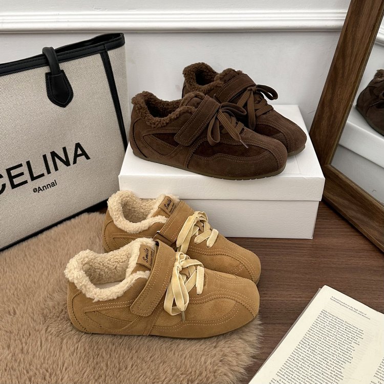 内增高复古加绒德训鞋女2025冬季新款毛毛鞋勃肯鞋保暖棉鞋休闲鞋