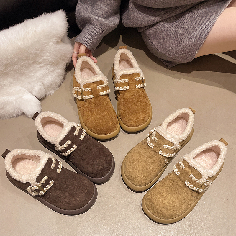 内增高勃肯鞋女秋冬加绒加棉2025年新款厚底一脚蹬懒人鞋勃肯棉鞋