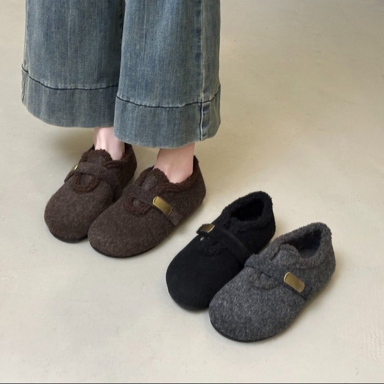 内增高勃肯鞋女秋冬加绒加棉2025年新款一脚蹬懒人毛毛鞋勃肯棉鞋