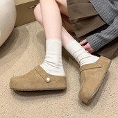 勃肯拖鞋 内增高勃肯鞋 厚底一脚蹬包头半拖鞋 新款 女外穿2026年春季