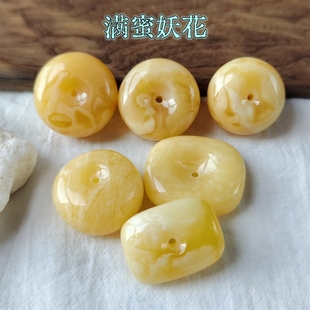 蜜蜡吊坠鸡油黄蜜蜡平安扣项坠藏扣毛衣链男士琥珀蜜蜡项链锁骨链