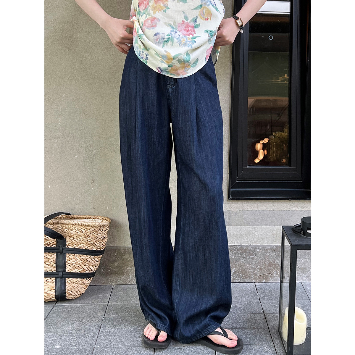 薄款天丝牛仔裤女夏款2025新品柔软清凉透气高腰直筒休闲阔腿裤子